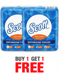 Kimberly Clark Scott Bathroom Tissues 2Ply 4 Rolls Buy1 Get1 - 54003A