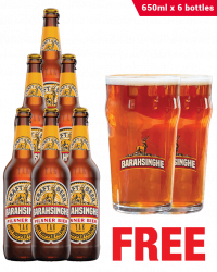 Barahsinghe Pilsner 650ML x 6 Bottles + 2 Glasses Free