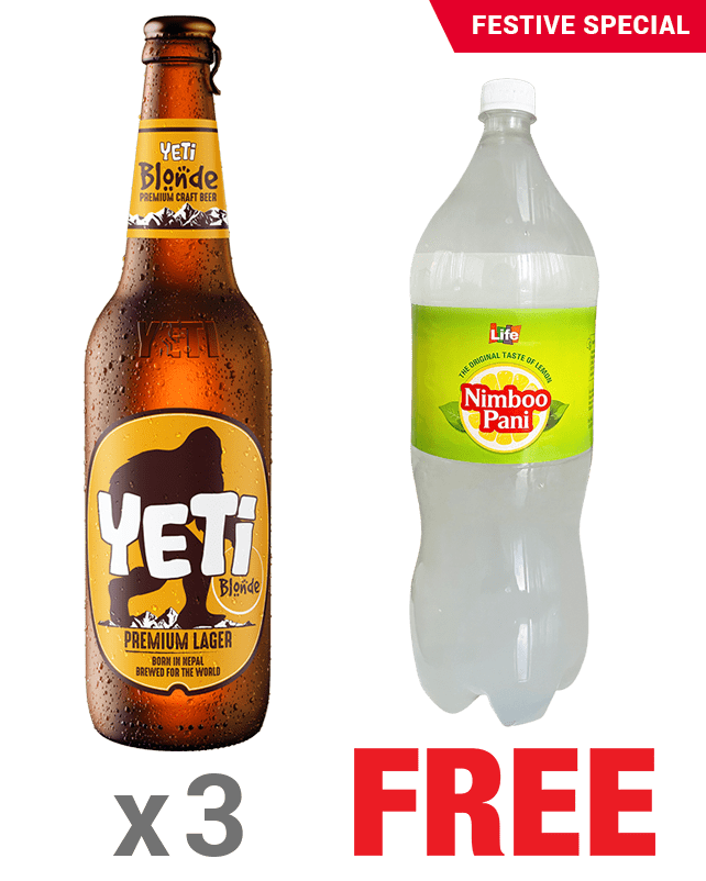 Yeti Blonde 650ML x 3 Bottles + 1 Life Nimboo Pani 2.25L Free