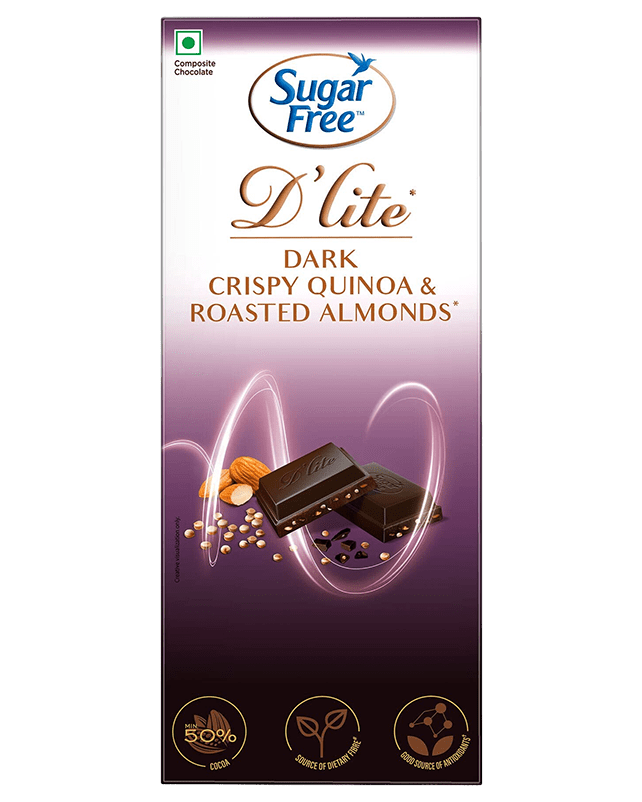 Sugar Free D'Lite Crispy Quinoa & Roasted Almonds 50% Dark Chocolate 80G