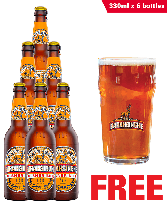 Barahsinghe Pilsner 330ML x 6 Bottles + 1 Glass Free