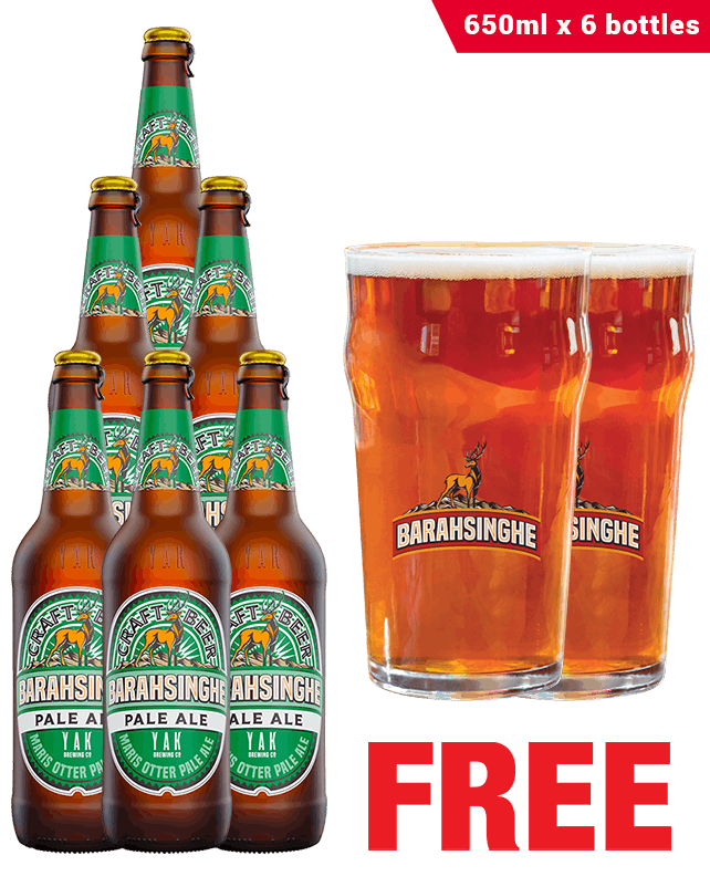 Barahsinghe Pale Ale 650ML x 6 Bottles + 2 Glasses Free