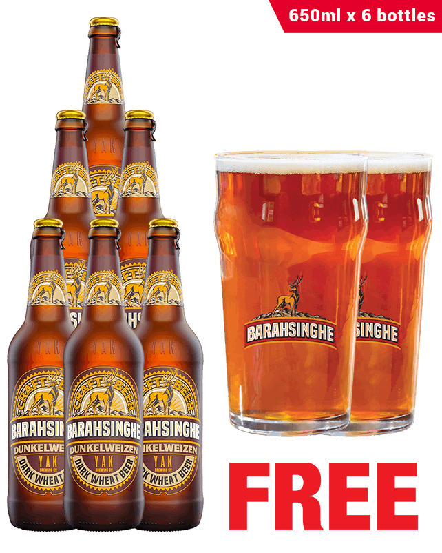 Barahsinghe Dunkelweizen 650ML x 6 Bottles + 2 Glasses Free